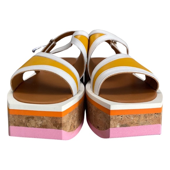 Robert Clergerie Umal Talco Blanc Agneau Soleil Yellow White Sandals 8.5 NWT - Picture 4 of 16